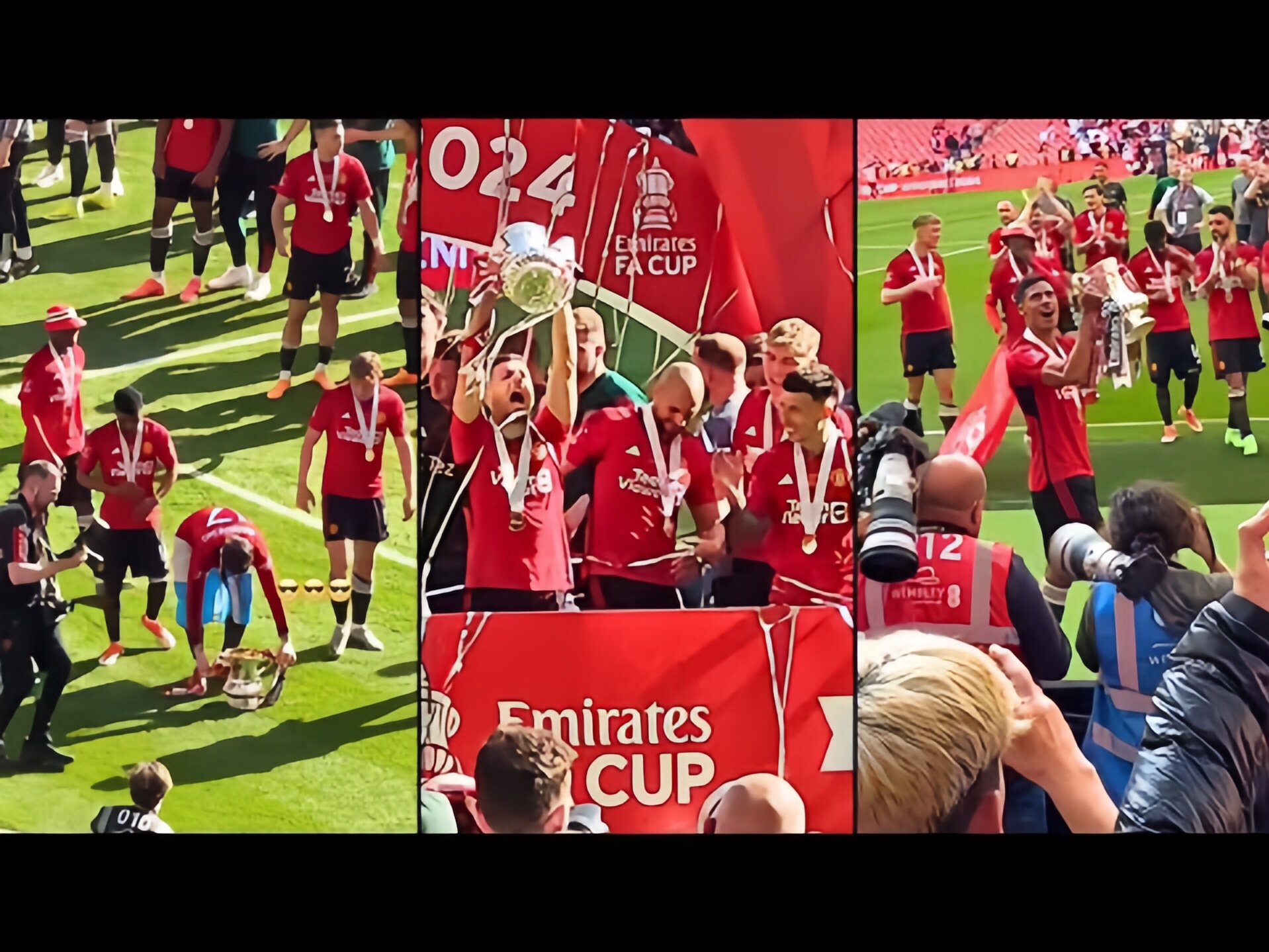 曼联赢得足总杯后与球迷疯狂庆祝96