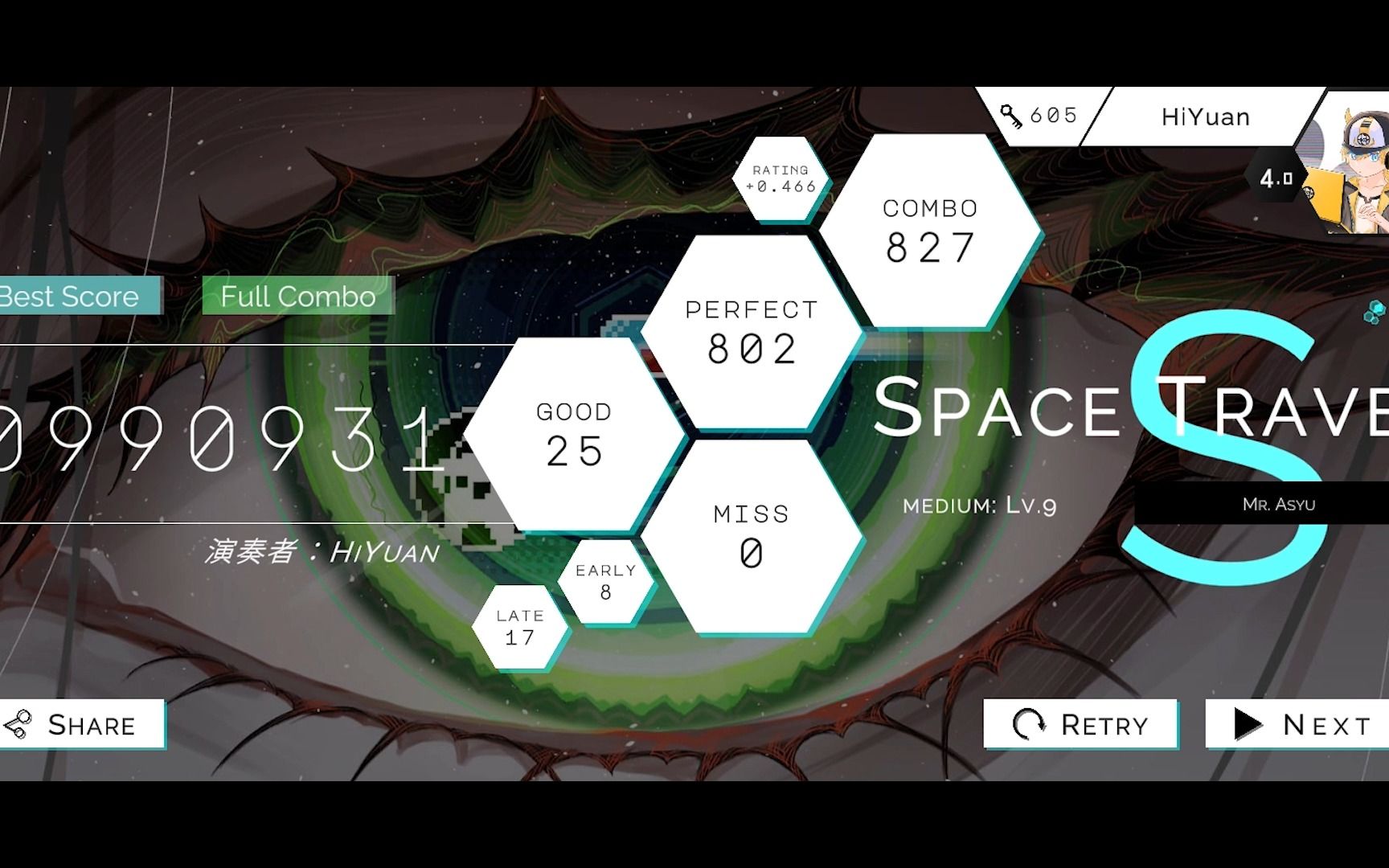 [图]【飛向宇宙】Hexa Hysteria - Space Travel(Medium 9)FULL COMBO!