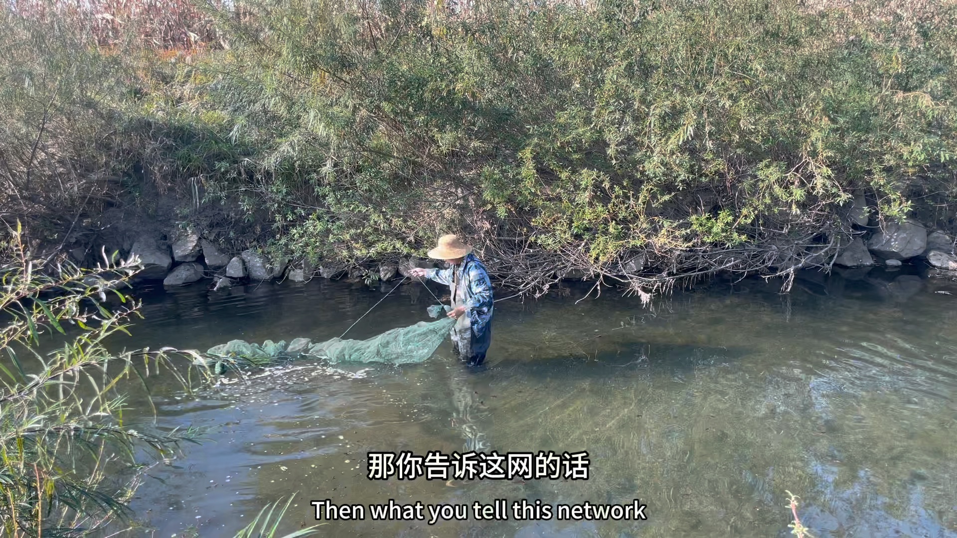 好大哥从大城市回来了,就馋咱这小河鱼,在自家后河下个网!哔哩哔哩bilibili