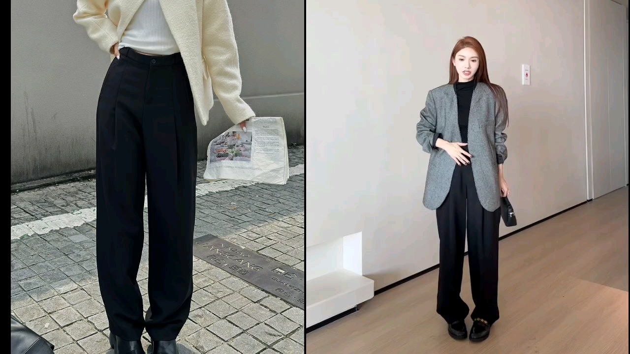 窄版的直筒西装裤,显瘦实穿好搭配,率性随心更好凹造型