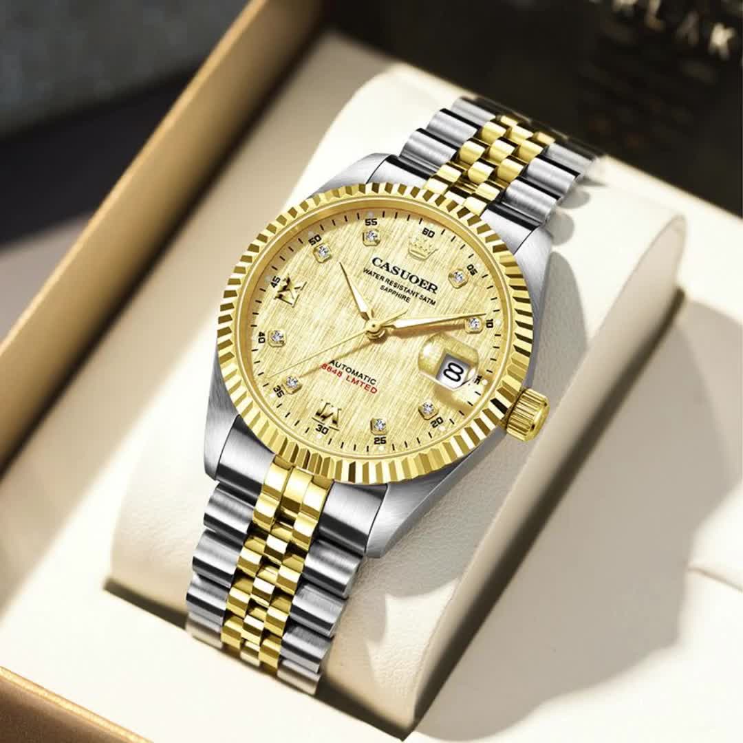 瑞士劳力潮流男士手表全自动机械表防水夜光品牌商务皇冠手表男1101