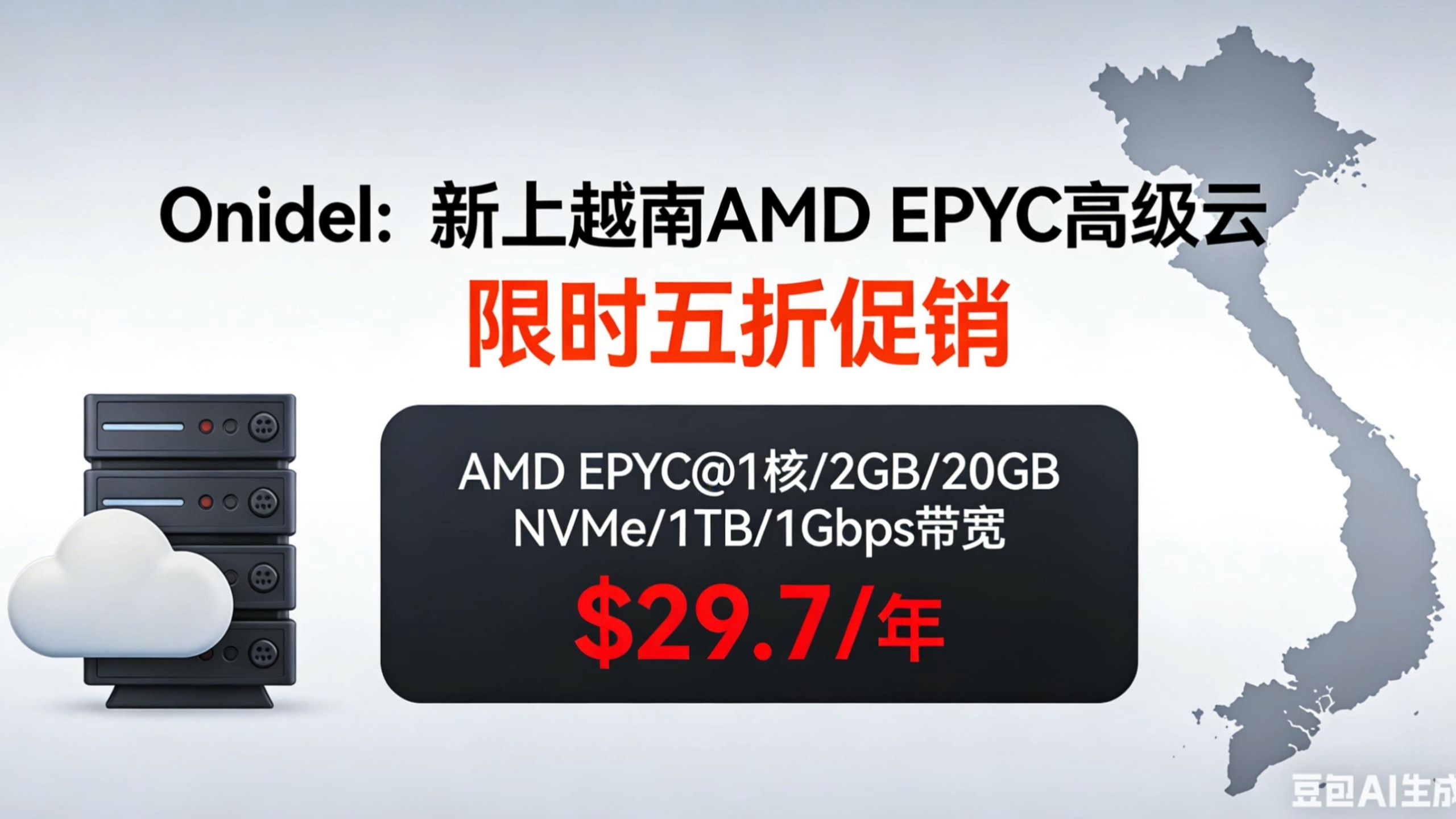 神价车!Onidel 越南 EPYC 云服务器 五折后 $29.7 / 年 配置拉满