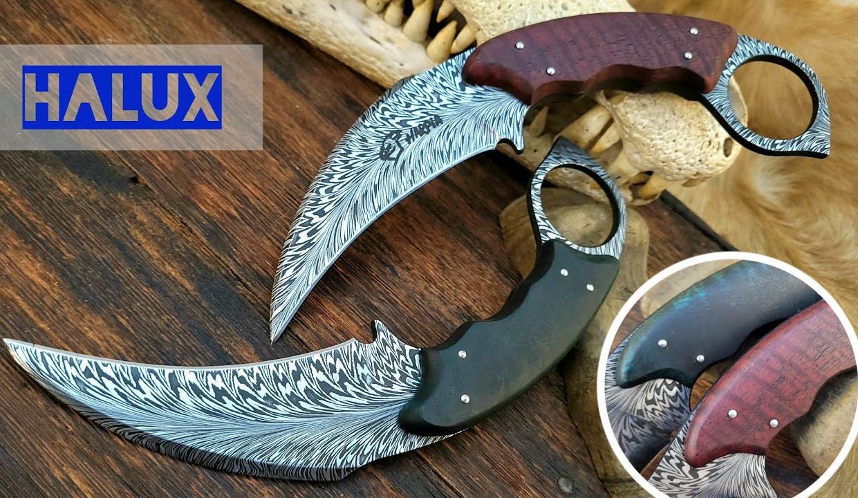 【harpia】制作一对 豪华大马士革手刀 羽毛花纹