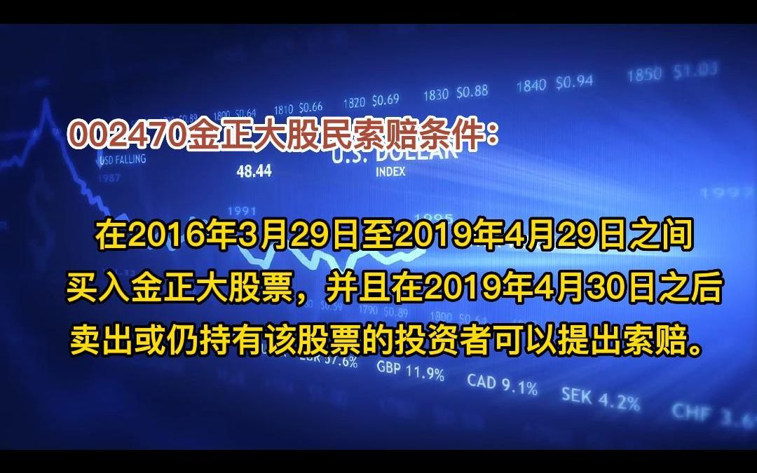 金正大(002470)股民索赔案胜诉并获赔,适格投资者仍可加入索赔哔哩哔哩bilibili