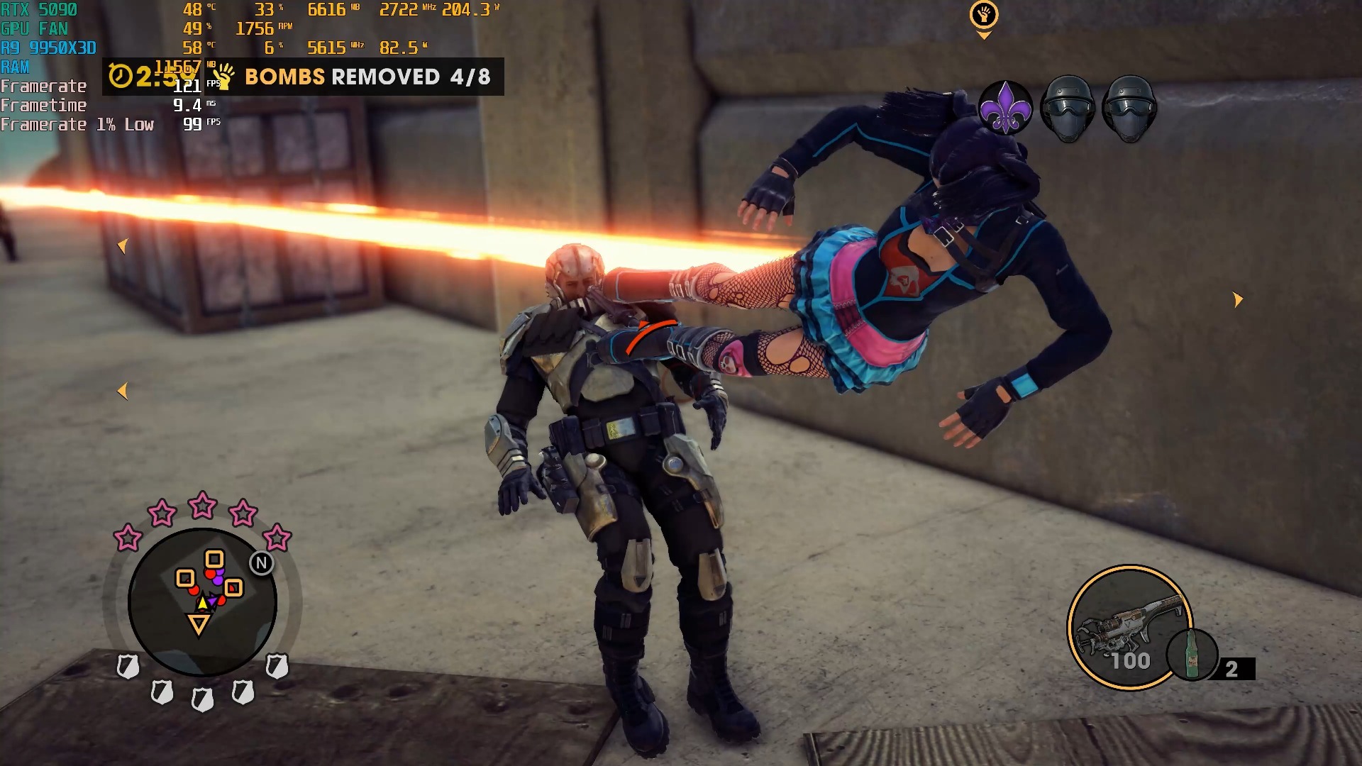 黑道圣徒3重制版 rtx5090 9950x3d 最高画质 帧数测试