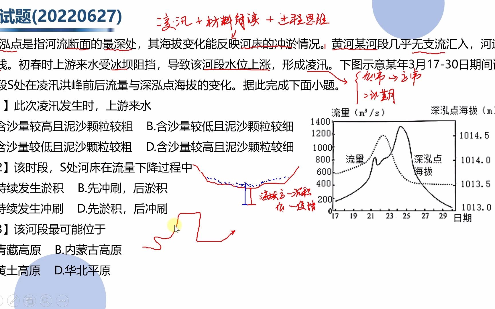 高考地理 黄河凌汛深泓点变化过程哔哩哔哩bilibili