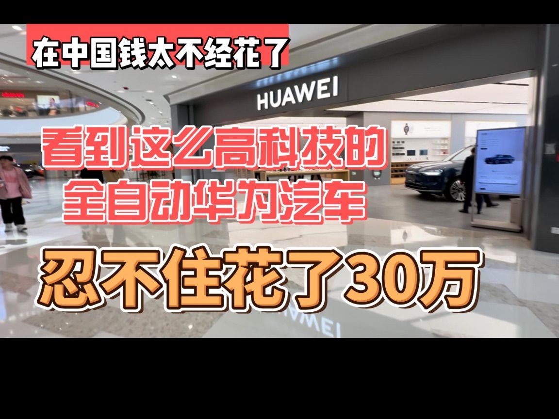 在中国钱太不经花了,看到高科技全自动华为汽车,忍不住花了30万哔哩哔哩bilibili