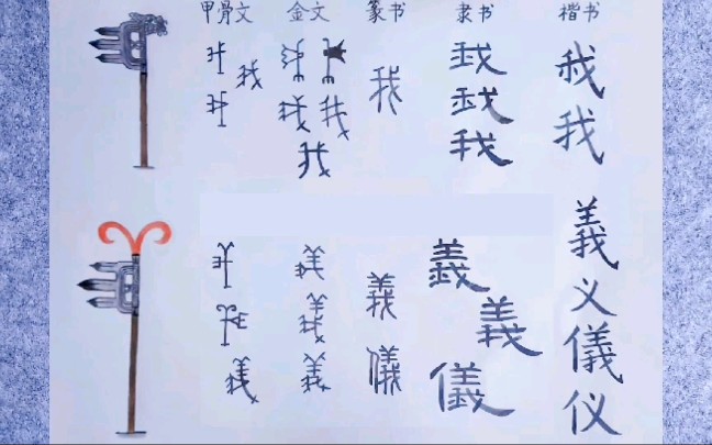 29.汉字演变:三齿武器之“我”,战前誓师之“义”(从甲骨文到楷书)哔哩哔哩bilibili