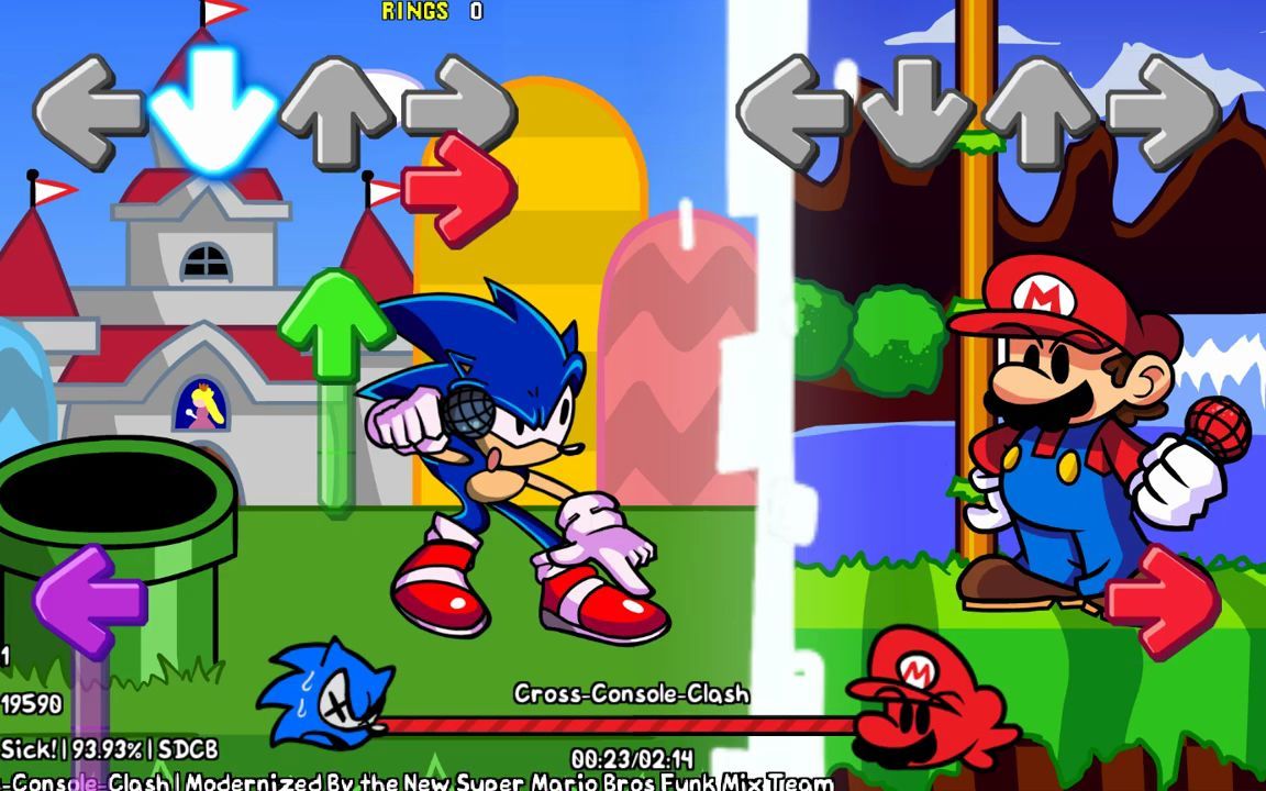 fnf sonic & tails vs mario & luigi cross console clash