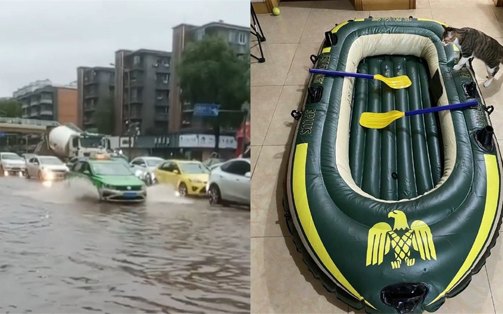 四川成都突降暴雨,路上车辆开启“冲浪”模式,市民准备皮划艇哔哩哔哩bilibili