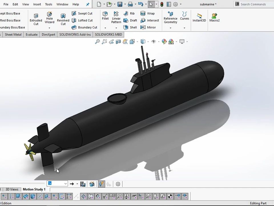 如何在solidworks中创建潜艇模型