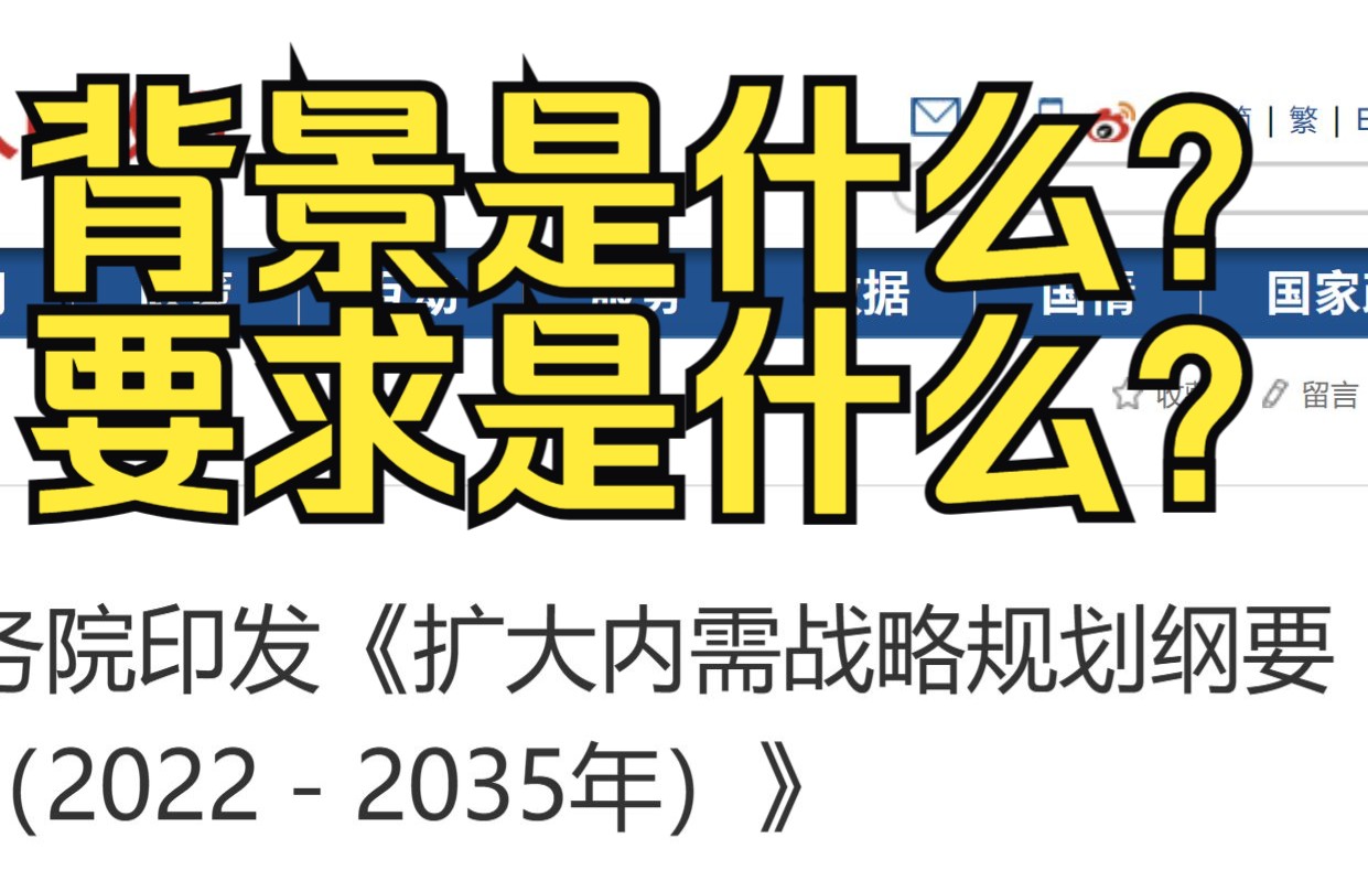 【文件学习】扩大内需战略规划纲要(1)为什么要进一步扩大内需?要求是什么?哔哩哔哩bilibili