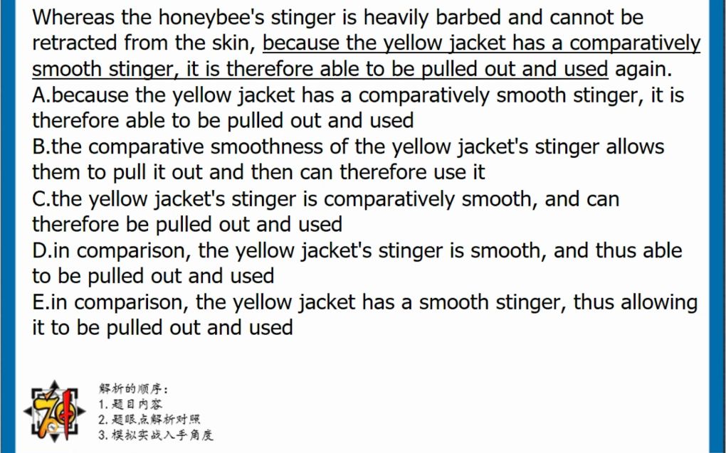 [图]prep-08-1-194 Whereas the honeybee's stinger is heavily barbed and cannot be re