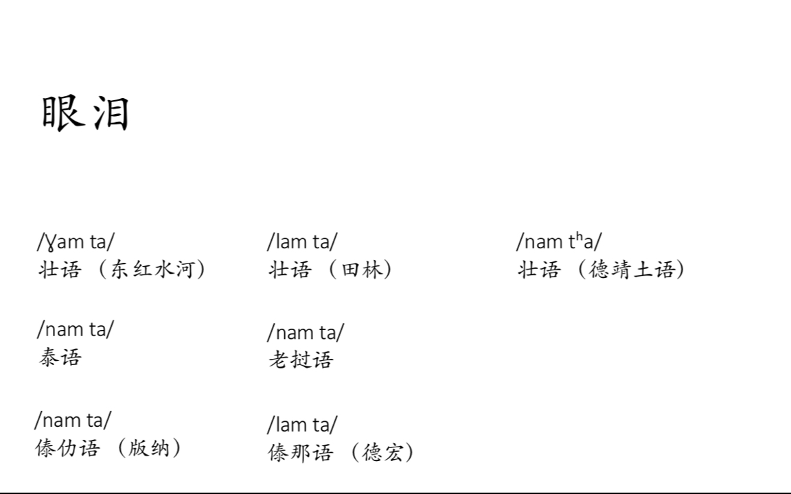 [图]侗台语系台语支小对比