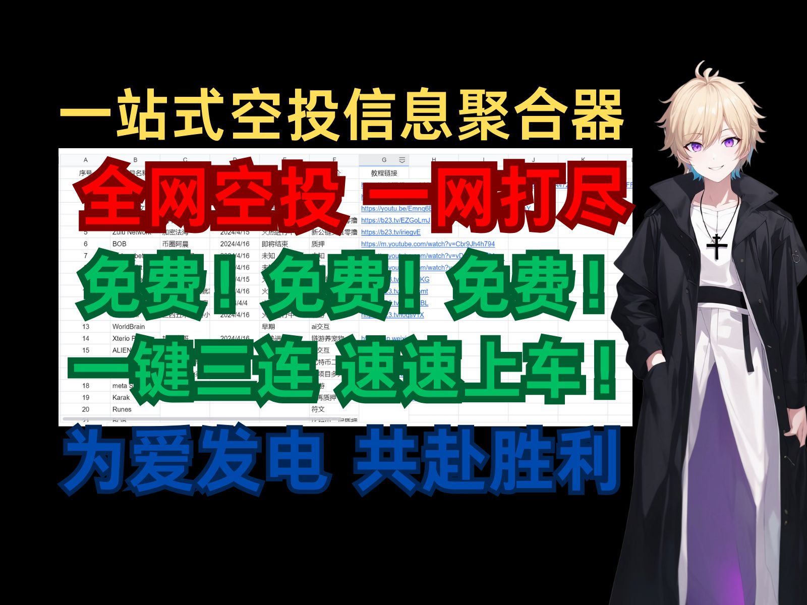 一站式空投信息聚合群!完全免费 持续更新 一键三连 速速上车 为爱发电 实属不易 求您关注 多多推荐哔哩哔哩bilibili