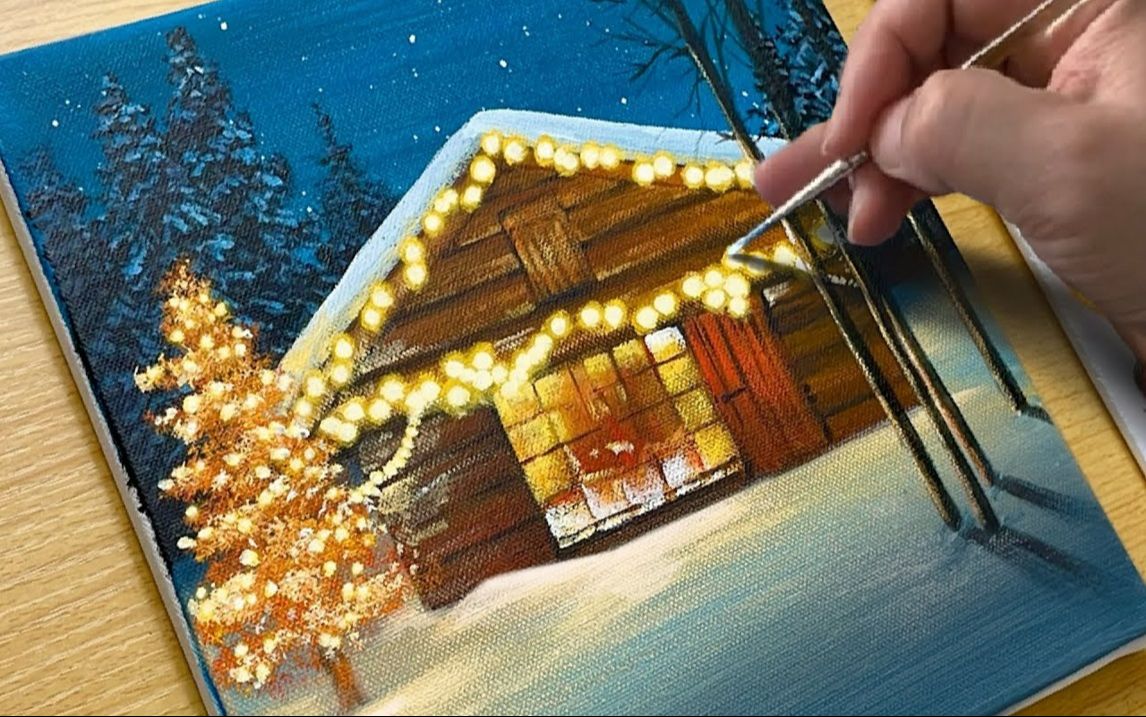 【丙烯画】【绘画教程】雪夜How to Draw a Snowy Night Acrylic Painting for Beginners哔哩哔哩bilibili