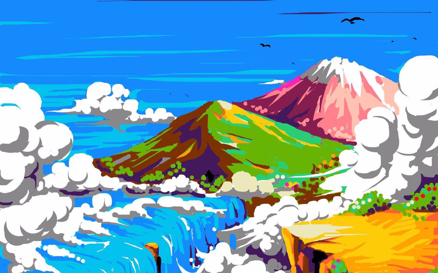 【你画我猜】灵魂画师作品(手绘)云海上的盛世美景 by orz