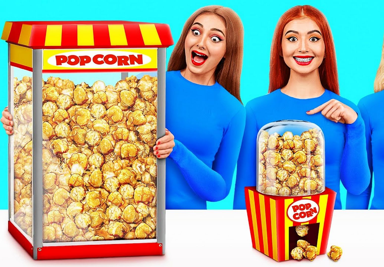 搞笑外国人:挑战大,中,小美食,怪味爆米花pk超辣口香糖?