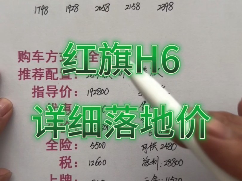 红旗H6详细落地价分享,红旗H6购车明细哔哩哔哩bilibili