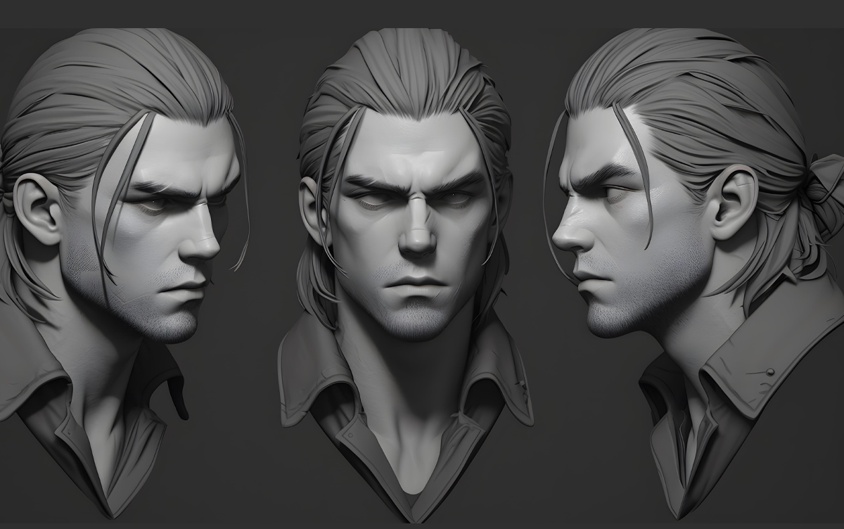 痞帅的男性人头模型制作