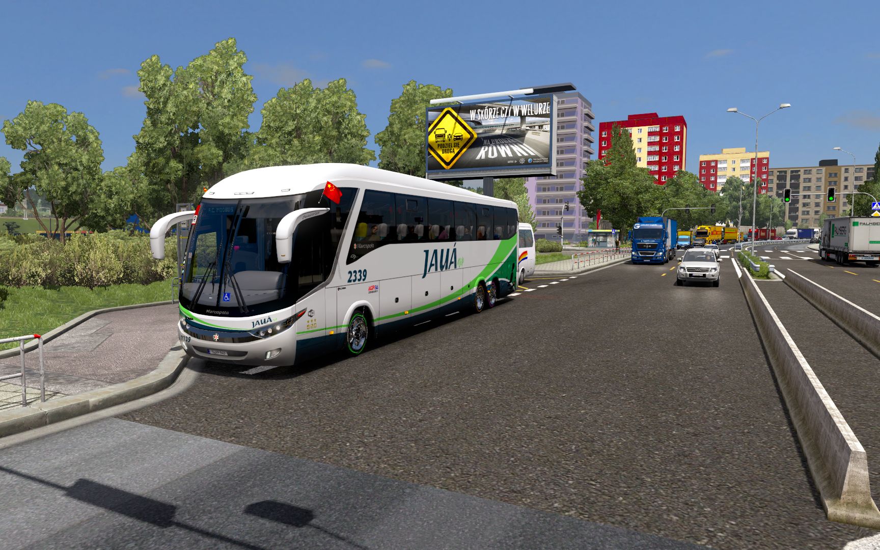 欧洲卡车模拟2驾驶超级棒的豪华的超静音的斯堪尼亚大巴游波兰重建