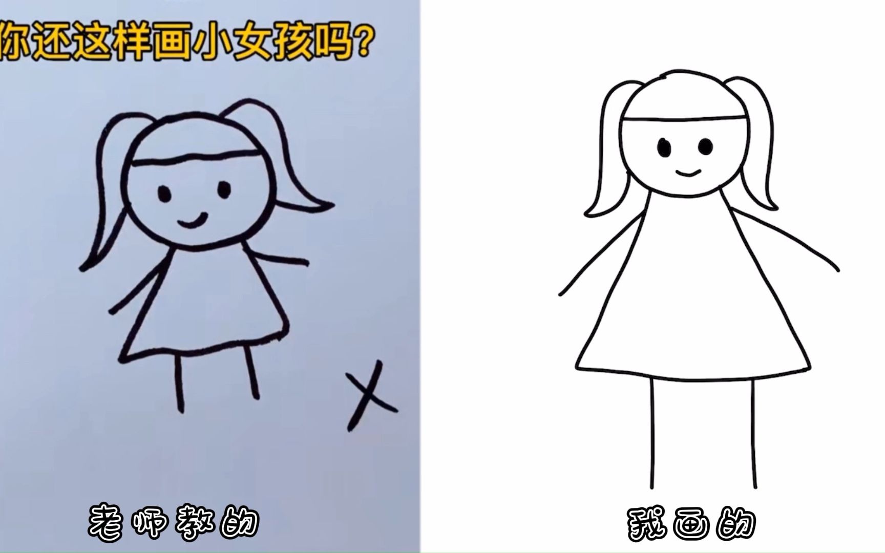 跟着网络学画画|教你用字母H画小女孩哔哩哔哩bilibili