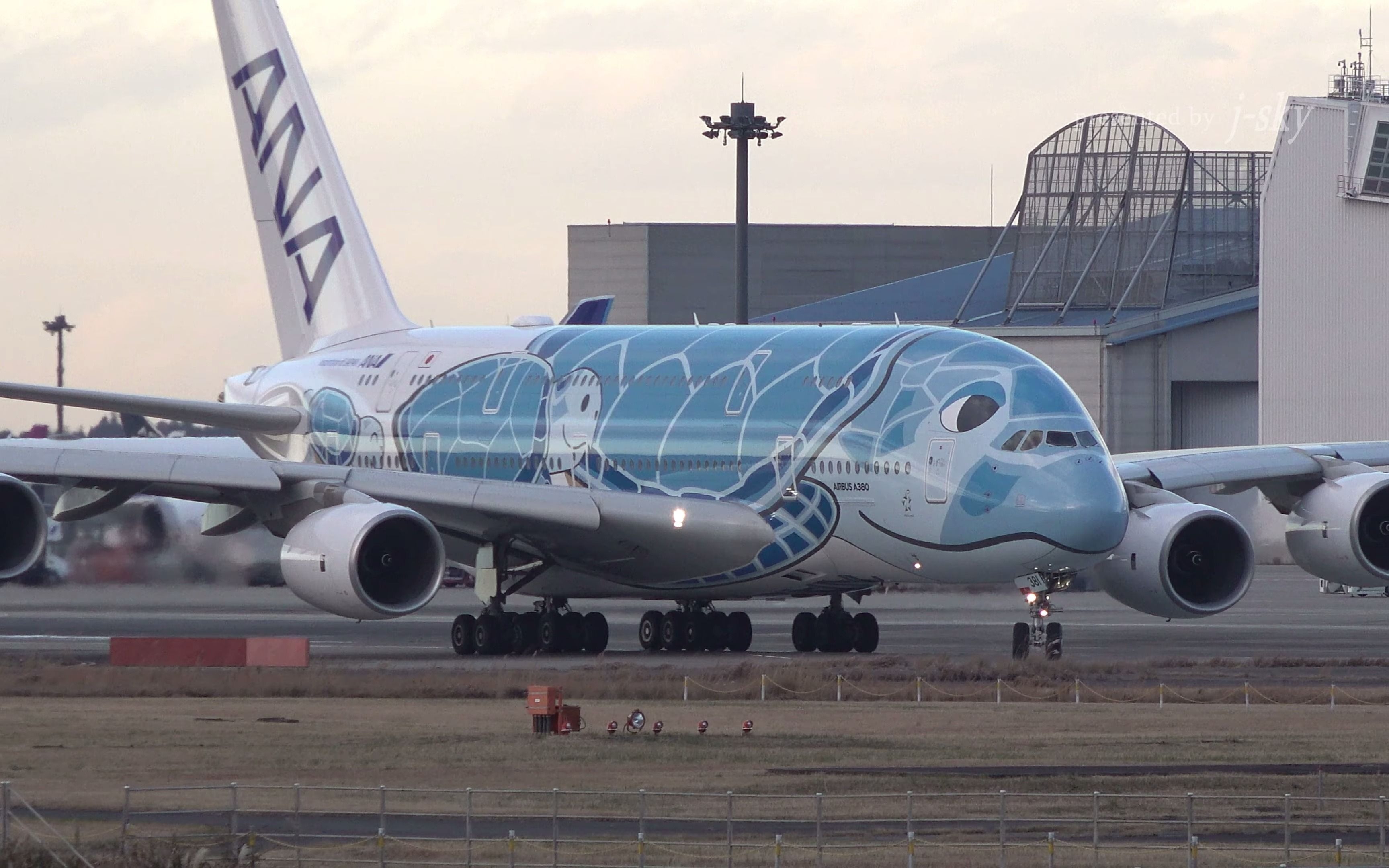 全日空a380"flying honu"涂装成田空港起降|4k