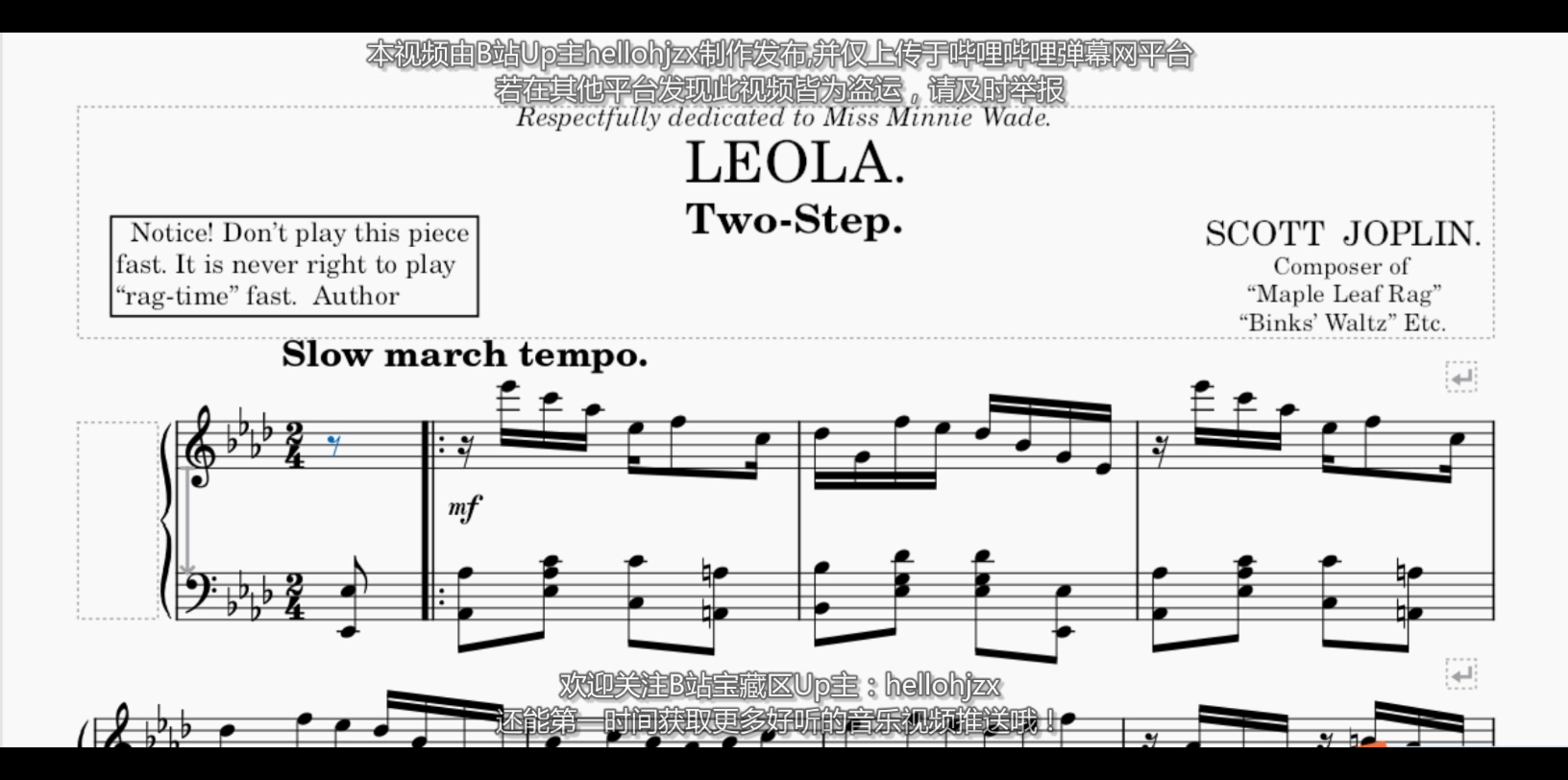 [图]乔普林：《莱奥拉（拉格泰姆二步舞曲）》-Scott Joplin:Leola Rag Two-Step（1905年出版）