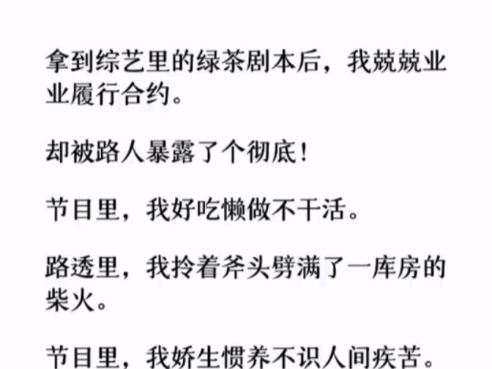 (全文)拿到综艺里的绿茶剧本后,我兢兢业业履行合约. 却被路人暴露了个彻底! 节目里,我拎着斧头劈满了一库房的柴火.哔哩哔哩bilibili