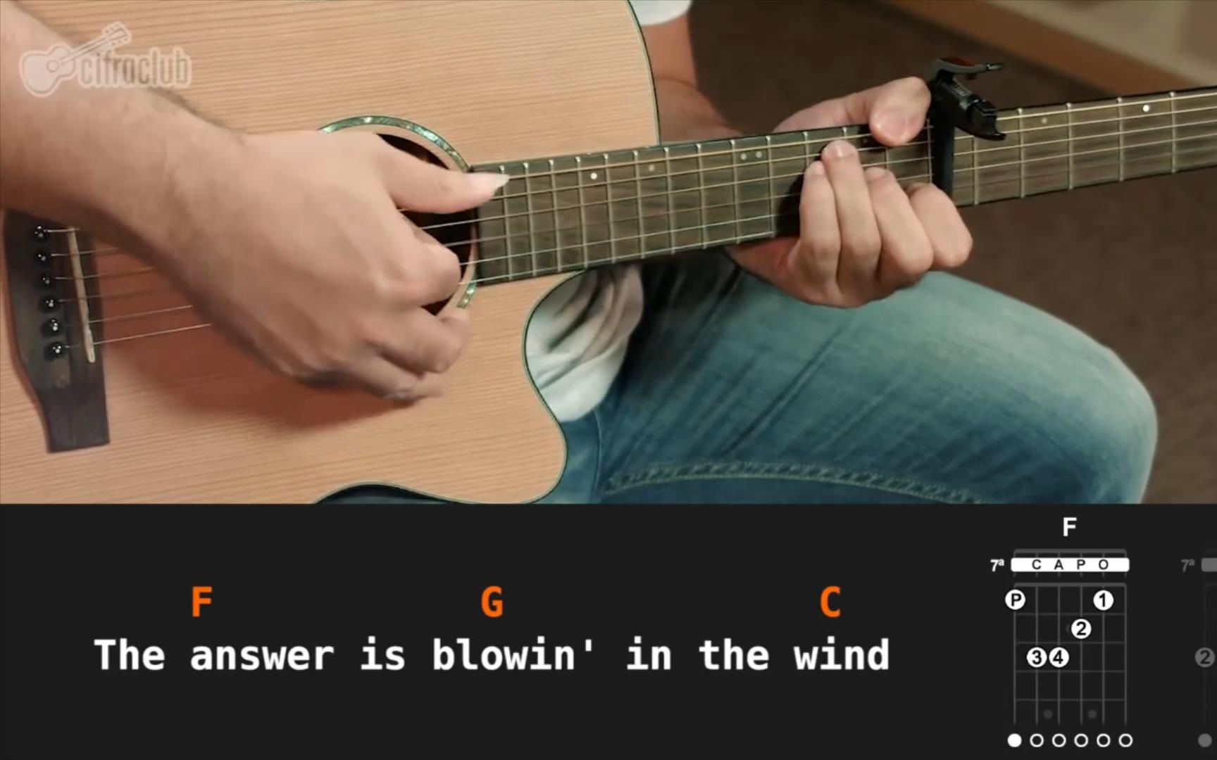 [图]【cifraclub】Bob Dylan - Blowin' In The Wind 吉他弹唱纯享版（吉他谱在简介里哦）