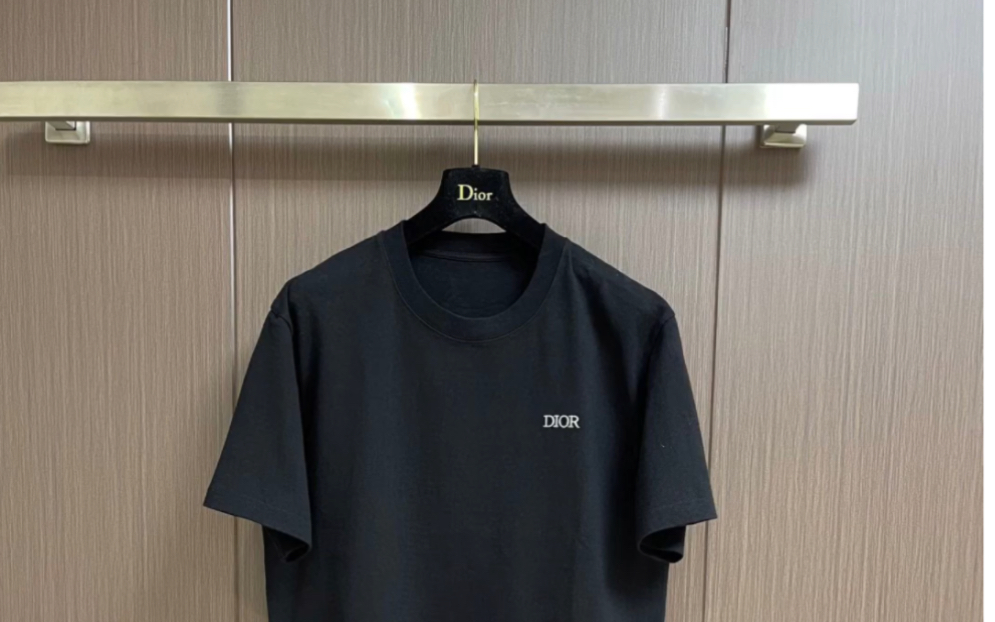dior迪奥高仿2024ss 刺绣logo圆领短袖t恤,棉质平纹针织面料,挨针绣