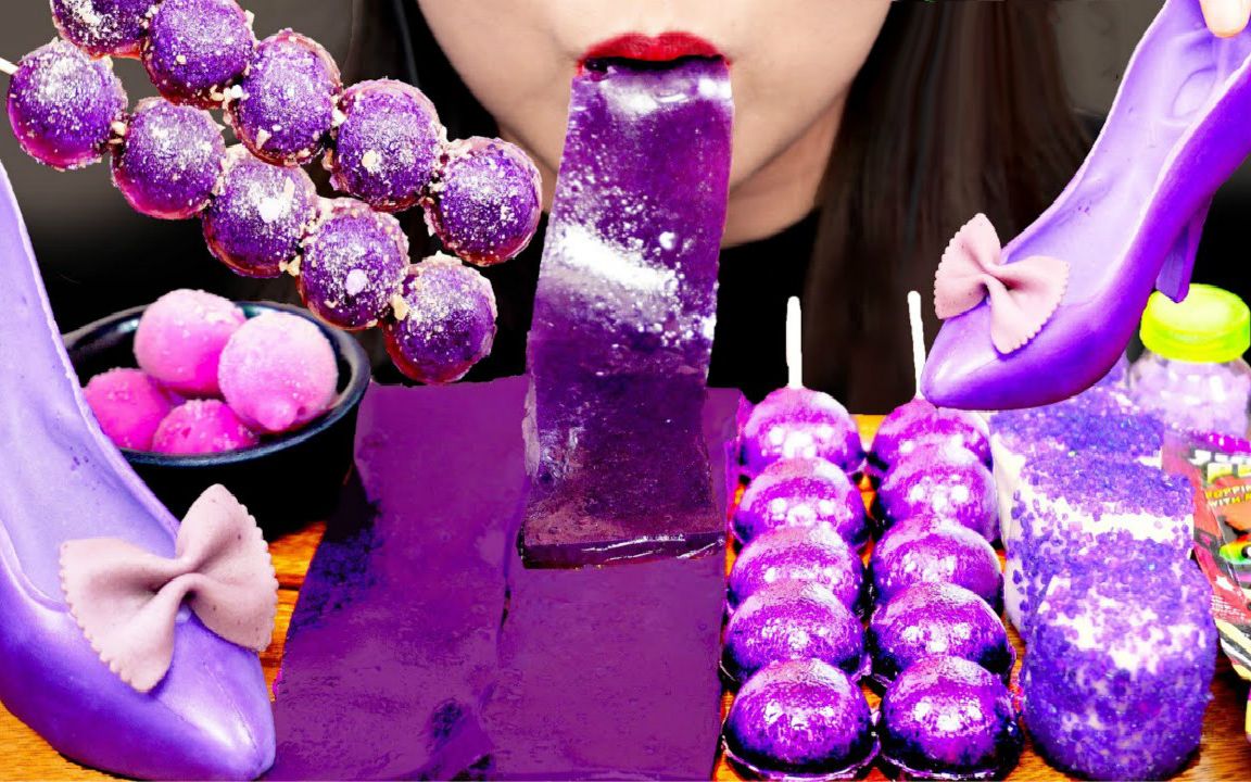 nevaeh紫色甜点精选葡萄冰球葡萄果冻片金平糖粒粒棉花糖棒棒糖跳跳糖