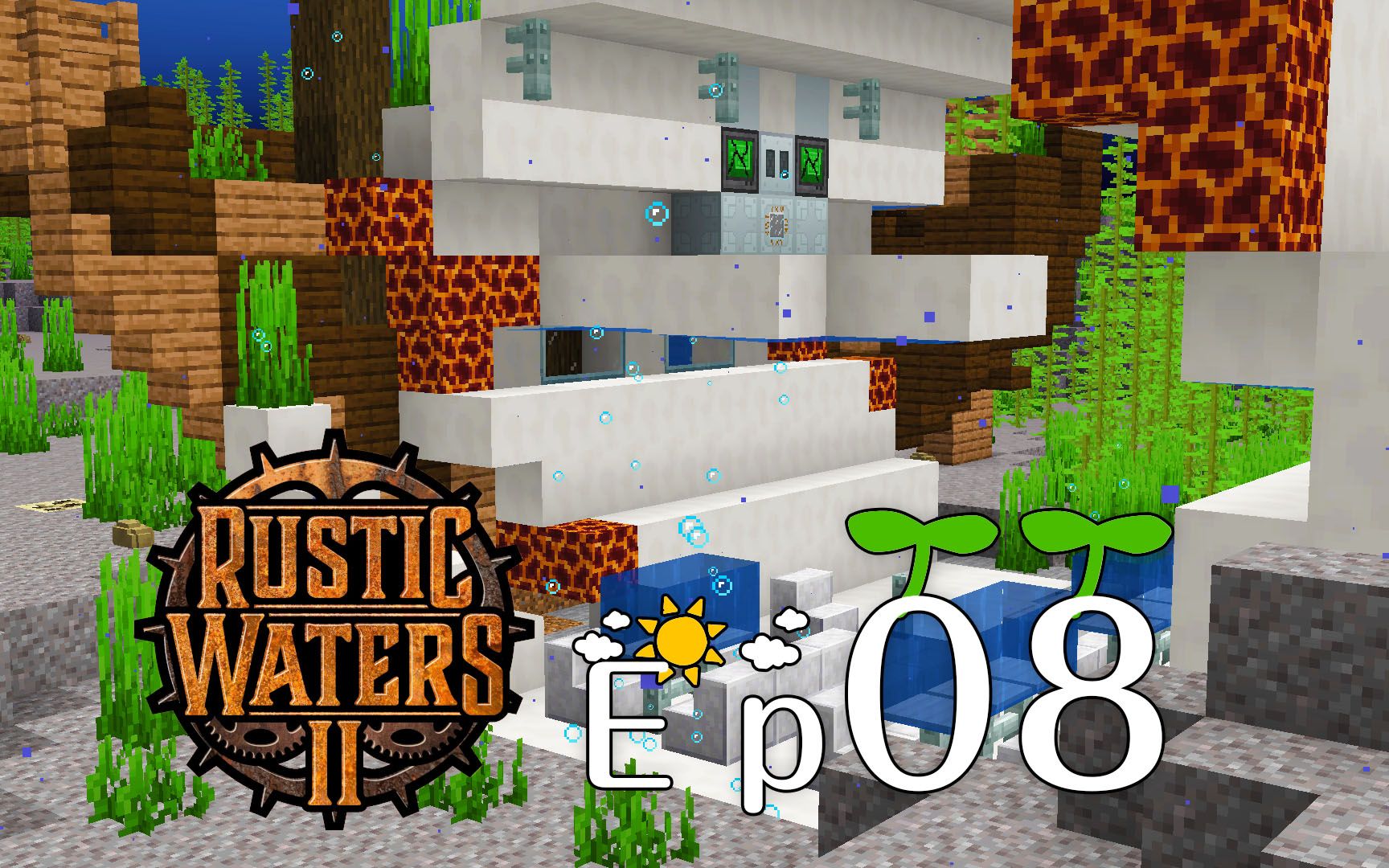 rustic waters 2《ep8 深海打捞残骸》我的世界模组海岛生存实况视频