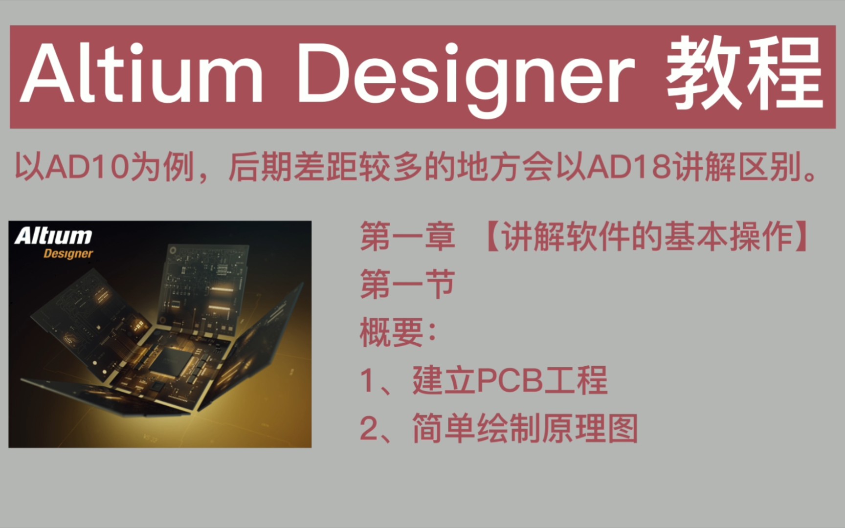 【教程】Altium Designer教程.第一章软件的基本操作 第一节 建立工程文件与简单绘制原理图.AD10AD18哔哩哔哩bilibili