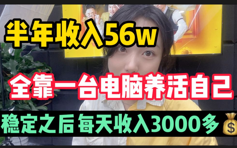 半年收入56w多，稳定之后每天收入3000多，全靠一台电脑无脑搬砖赚钱养活自己！ 哔哩哔哩