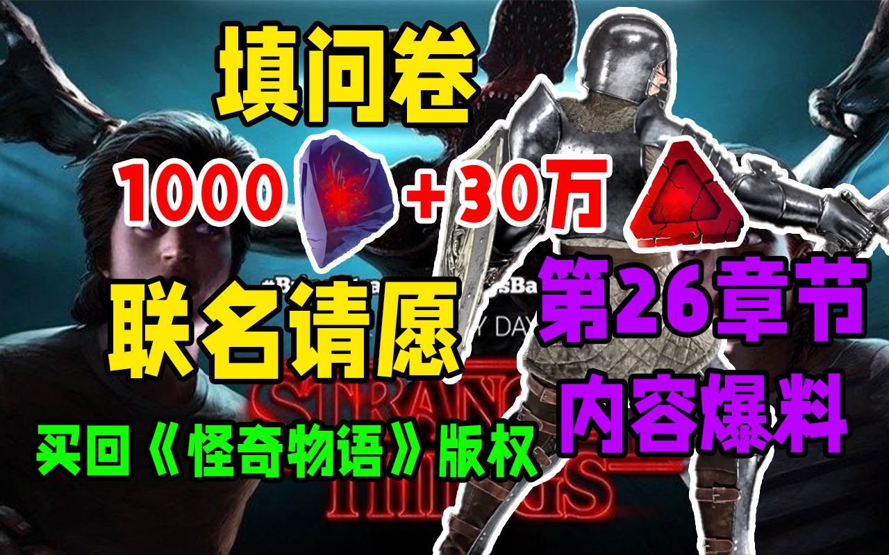 [图]【知更鸟快讯】填问卷拿1000裂片+30万血点奖励！第26章节内容爆料！网友联名请愿《怪奇物语》版权回归！