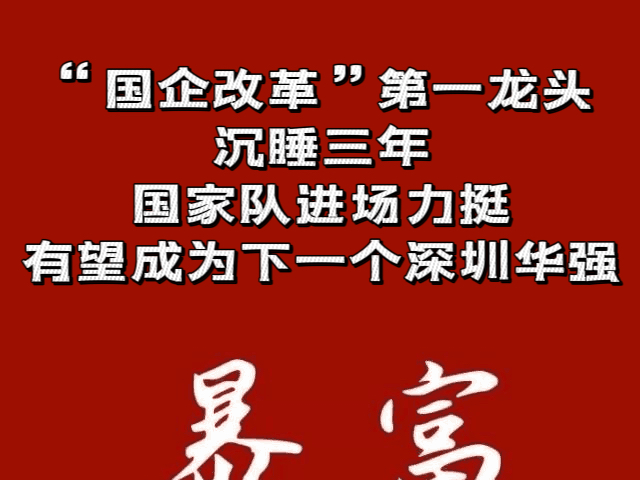 “国企改革”第一龙头,沉睡三年,国家队进场力挺,有望成为下一个深圳华强哔哩哔哩bilibili