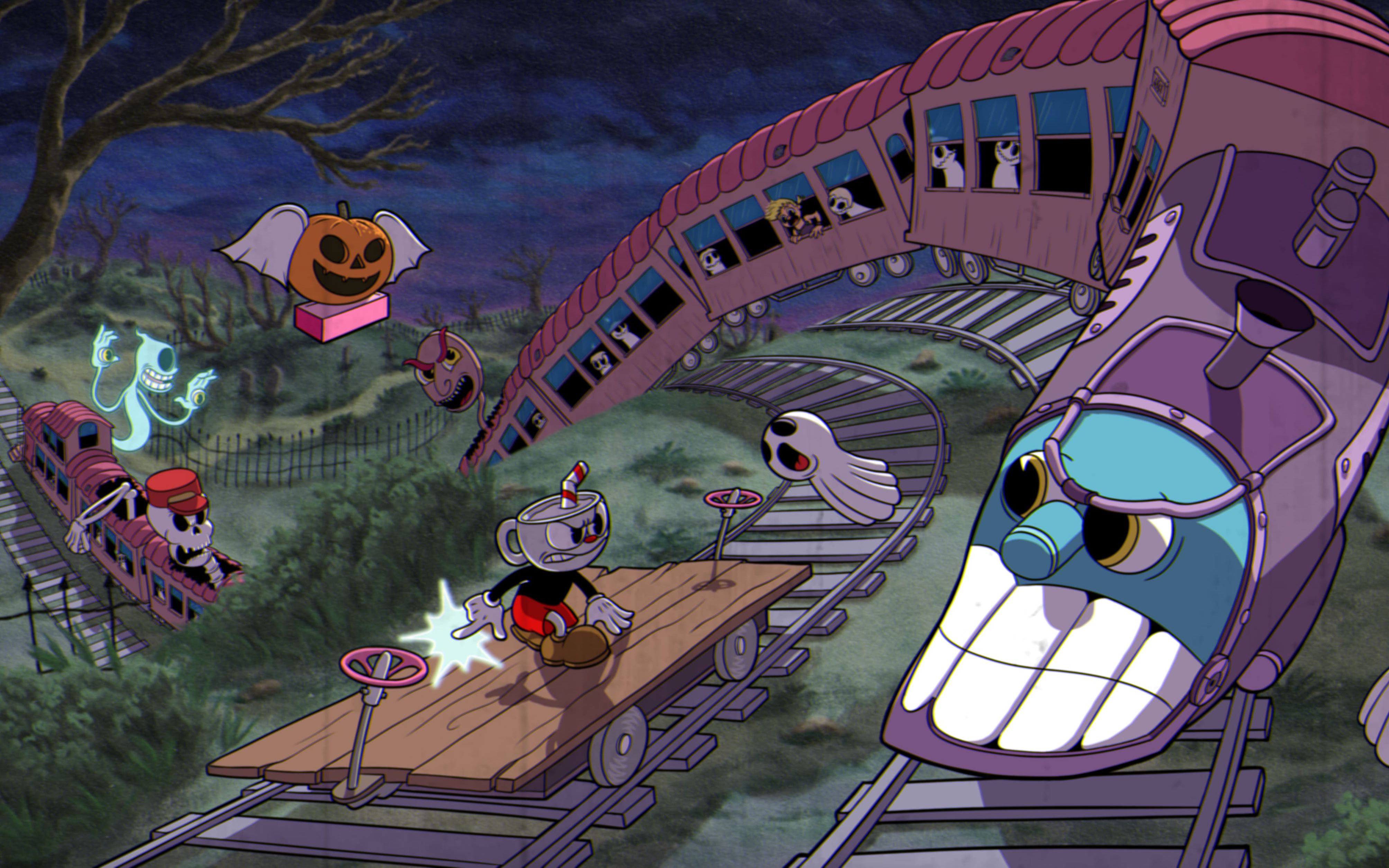 【茶杯头cuphead】全boss专家难度s评价 岛屿Ⅲ 铁路之怒(幽灵列车)