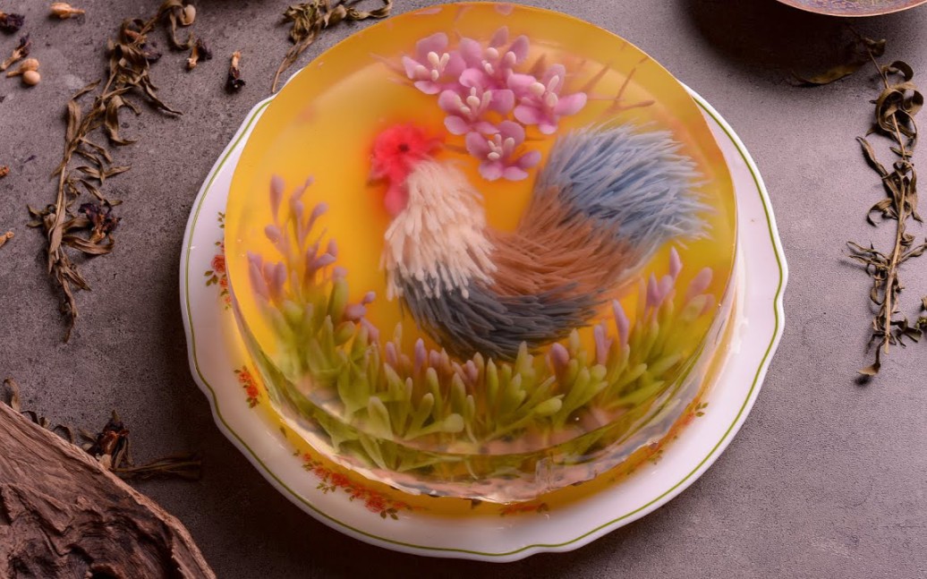 【卡通蛋糕】3d果冻蛋糕雕刻3d公鸡‖3d jelly cake - carving a 3d