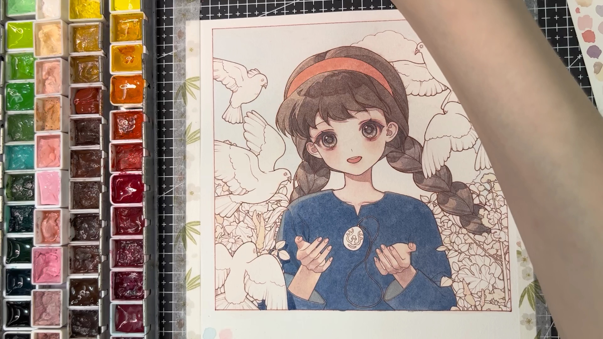 【水彩稿件】天空之城希达上色过程