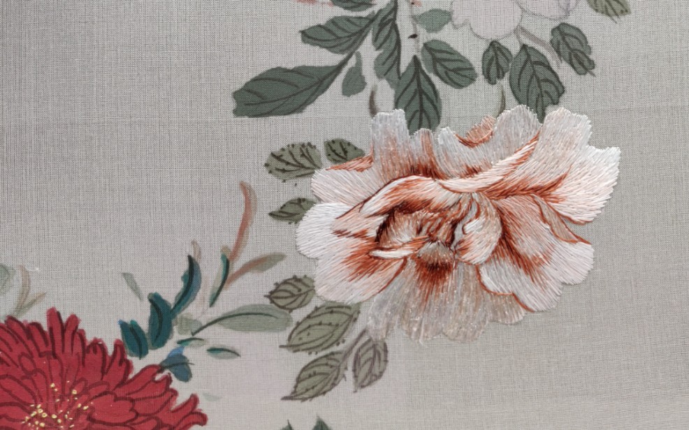 【刺绣】 【绘画】～淡雅的一朵月季花_哔哩哔哩_bilibili