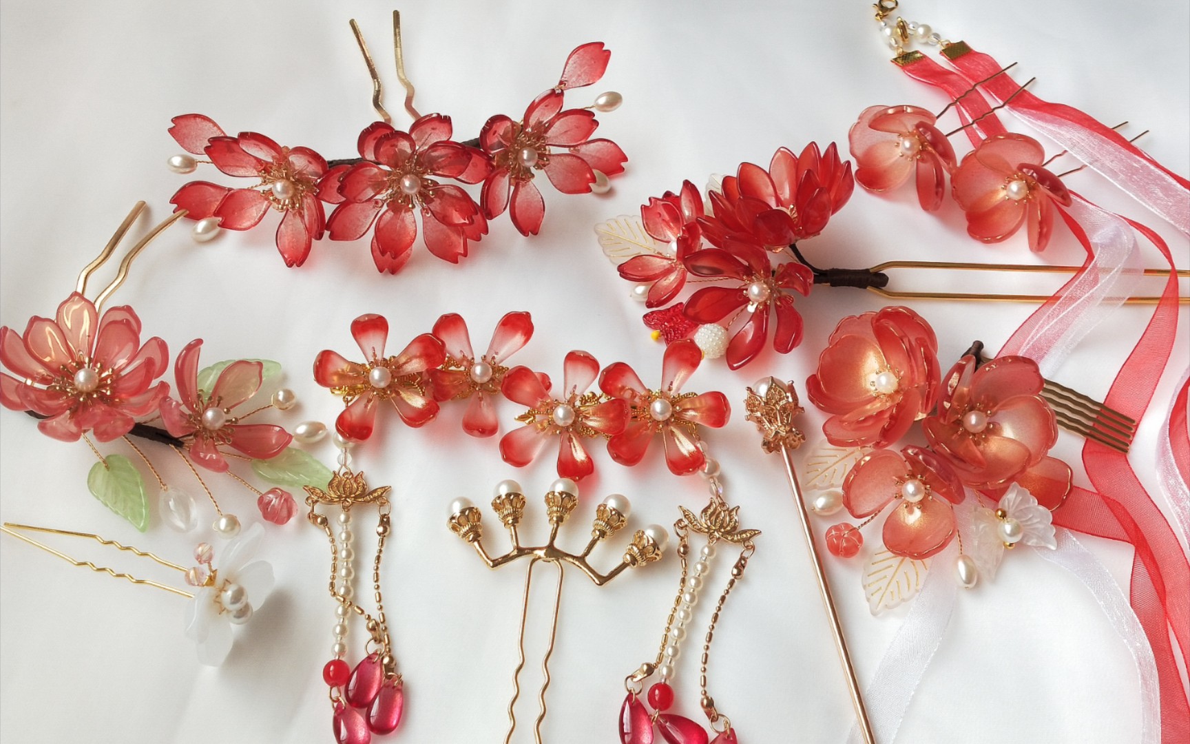 【出簪】80红色系发簪套装,包邮