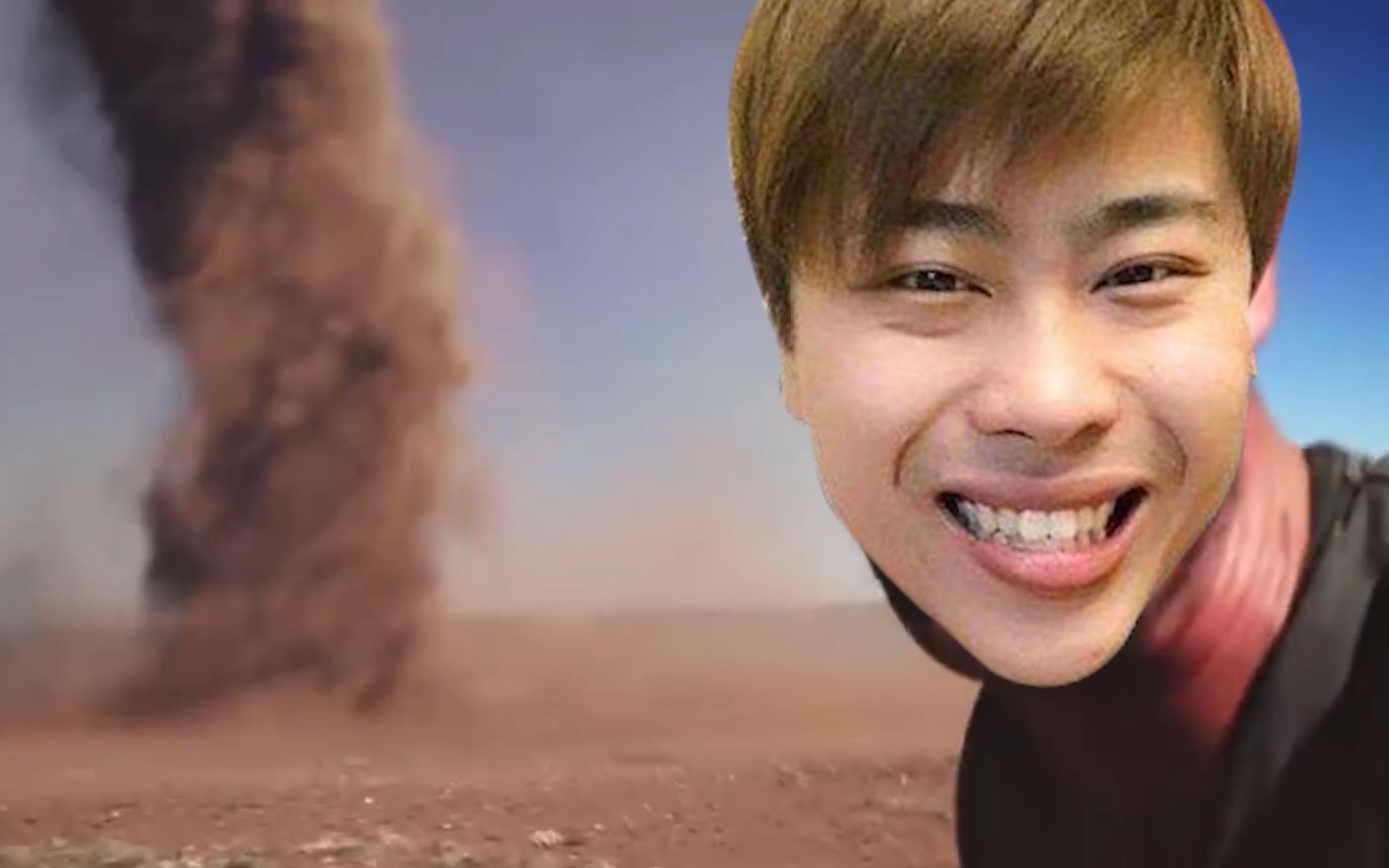 卢本伟跑进龙卷风里自拍这勇气没谁了