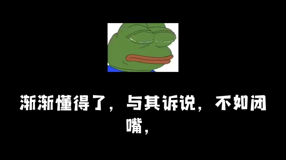 渐渐懂得了,与其诉说,不如闭嘴,与其争辩,不如保持沉默.当你感到很累的时候,尽量少说话.一个人,一条马路,听听音乐,心情一下就释然了哔哩...