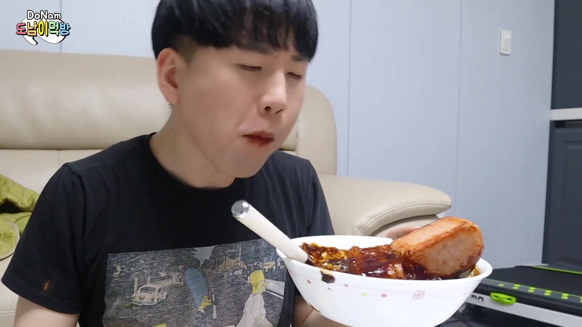 【donam】吃播 黑豆饭 泡菜 大块午餐肉 闻到肉香了 哈哈哈