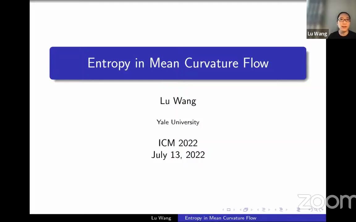 ICM2022 Lu Wang (汪璐):平均曲率流中的熵(Entropy in mean curvature flow)哔哩哔哩bilibili