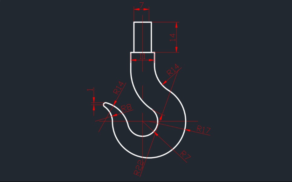[CAD]钩子的画法(练习使用相切相切半径 命令画圆)哔哩哔哩bilibili