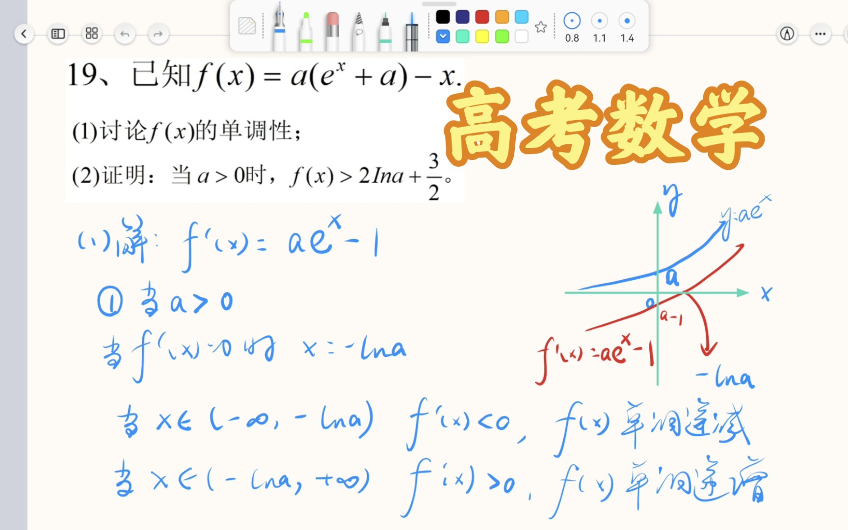 [图]《小刘老师讲数学》系列微课第九集——探究2023年新高考全国一卷导数题