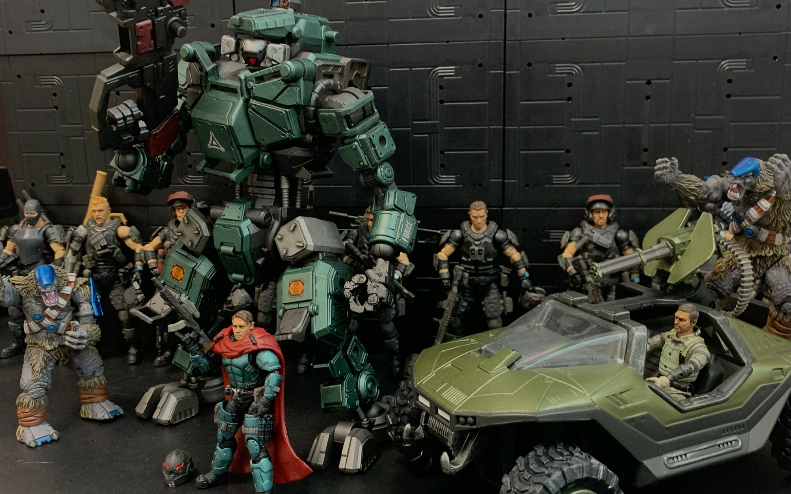 halo暗源火力基地第五弹暗源系列铁骸02金属绿限定涂装版中型机甲展示