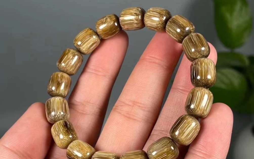 【桶珠手串】 老料,油润无比,精美鱼子纹,竹丝纹,完美纯天然尺寸:12